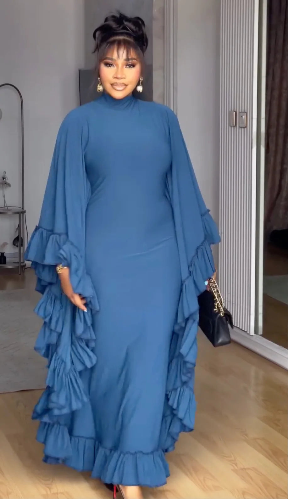 Luxury African Boubou Abaya Dress – Elegant Muslim Maxi Dress for Women