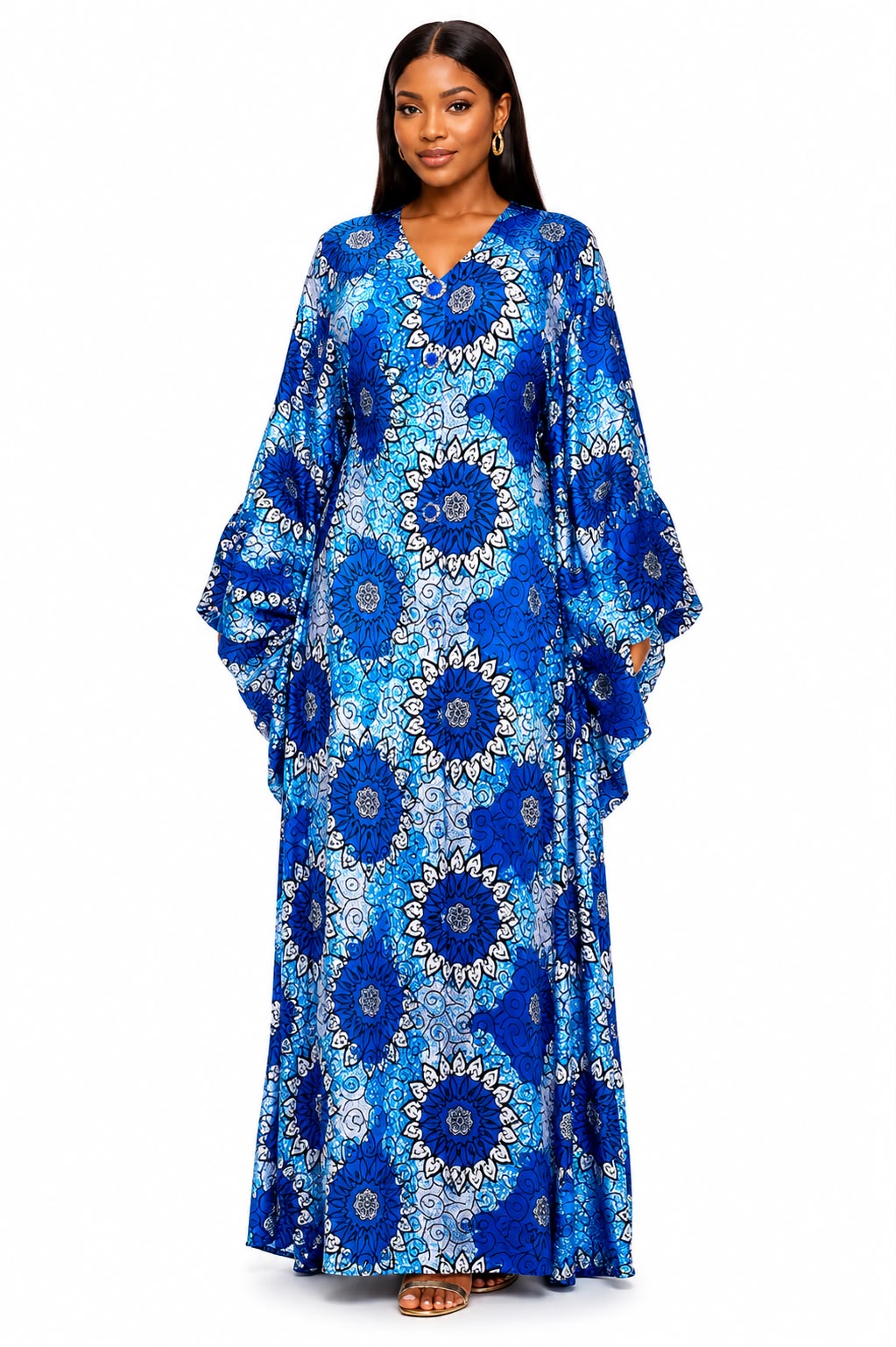 Kaftan Orange Prestige à Motifs Graphiques