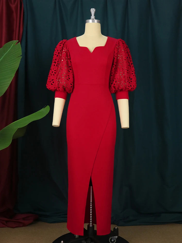 Elegant Red Evening Maxi Dress