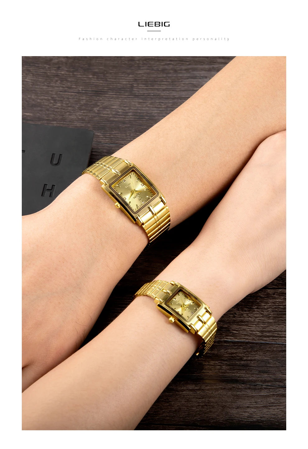 LIEBIG Luxury Gold Steel Bracelet Wristwatches Female Male Clock Golden Quartz Watch For Men Women Watches Relogio Masculino