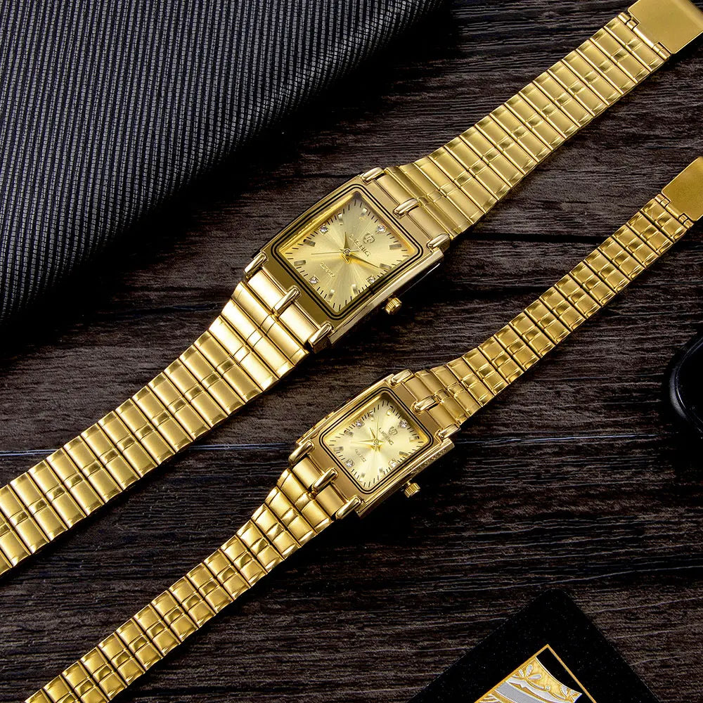 LIEBIG Luxury Gold Steel Bracelet Wristwatches Female Male Clock Golden Quartz Watch For Men Women Watches Relogio Masculino