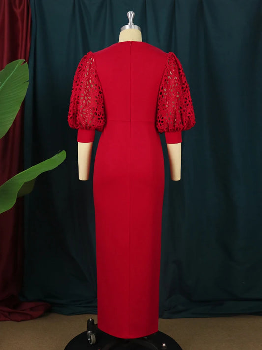 Elegant Red Evening Maxi Dress