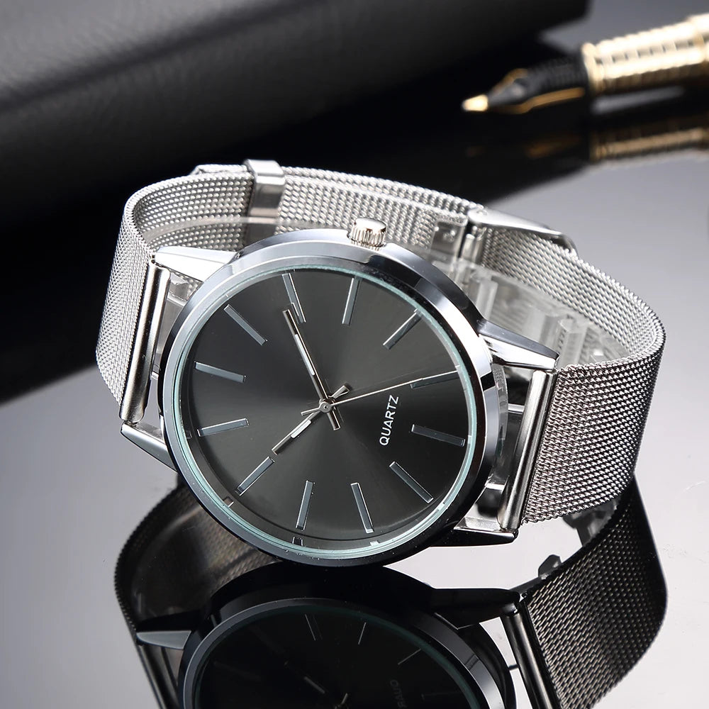Luxury Women Watches 2025 New Stylish Silver Minimalist Business Ladies Quartz Watch Breathable Leather Steel Clock Reloj Mujer