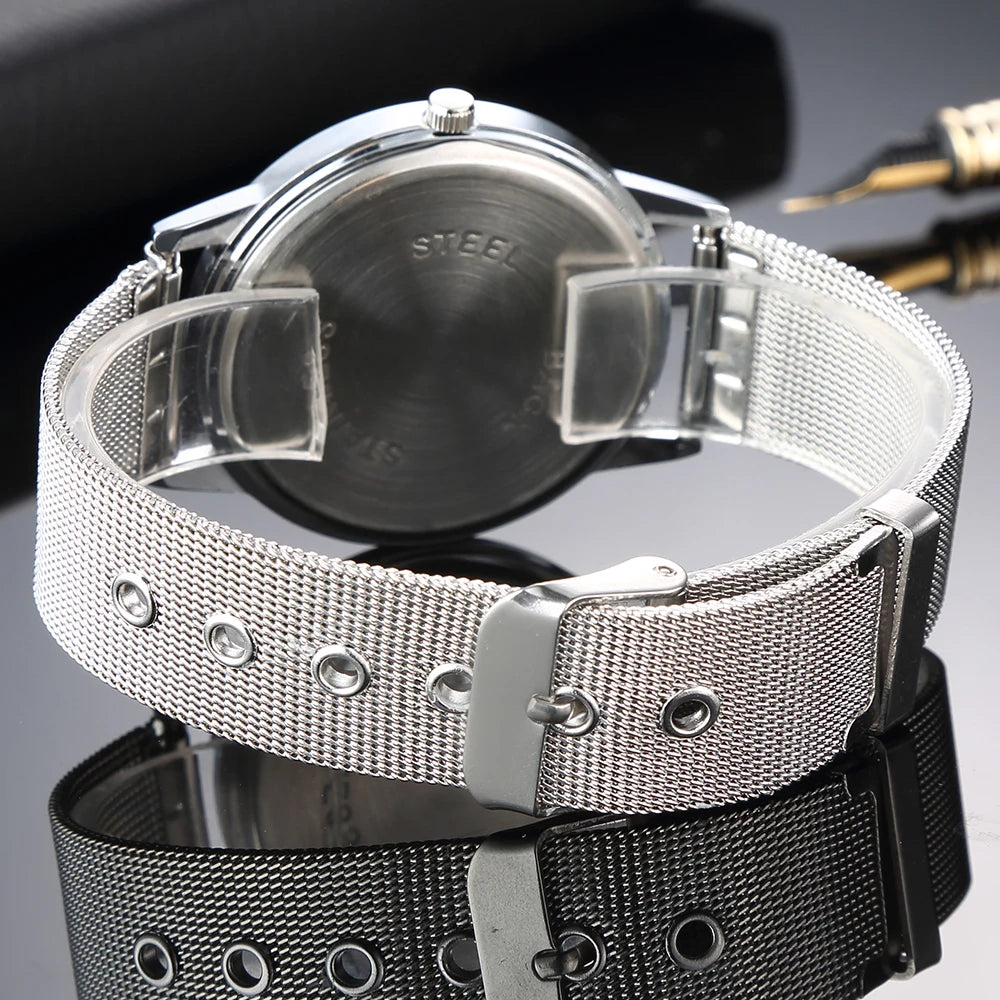 Luxury Women Watches 2025 New Stylish Silver Minimalist Business Ladies Quartz Watch Breathable Leather Steel Clock Reloj Mujer