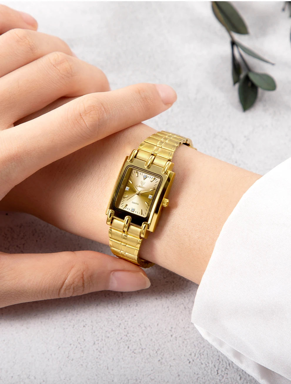 LIEBIG Luxury Gold Steel Bracelet Wristwatches Female Male Clock Golden Quartz Watch For Men Women Watches Relogio Masculino