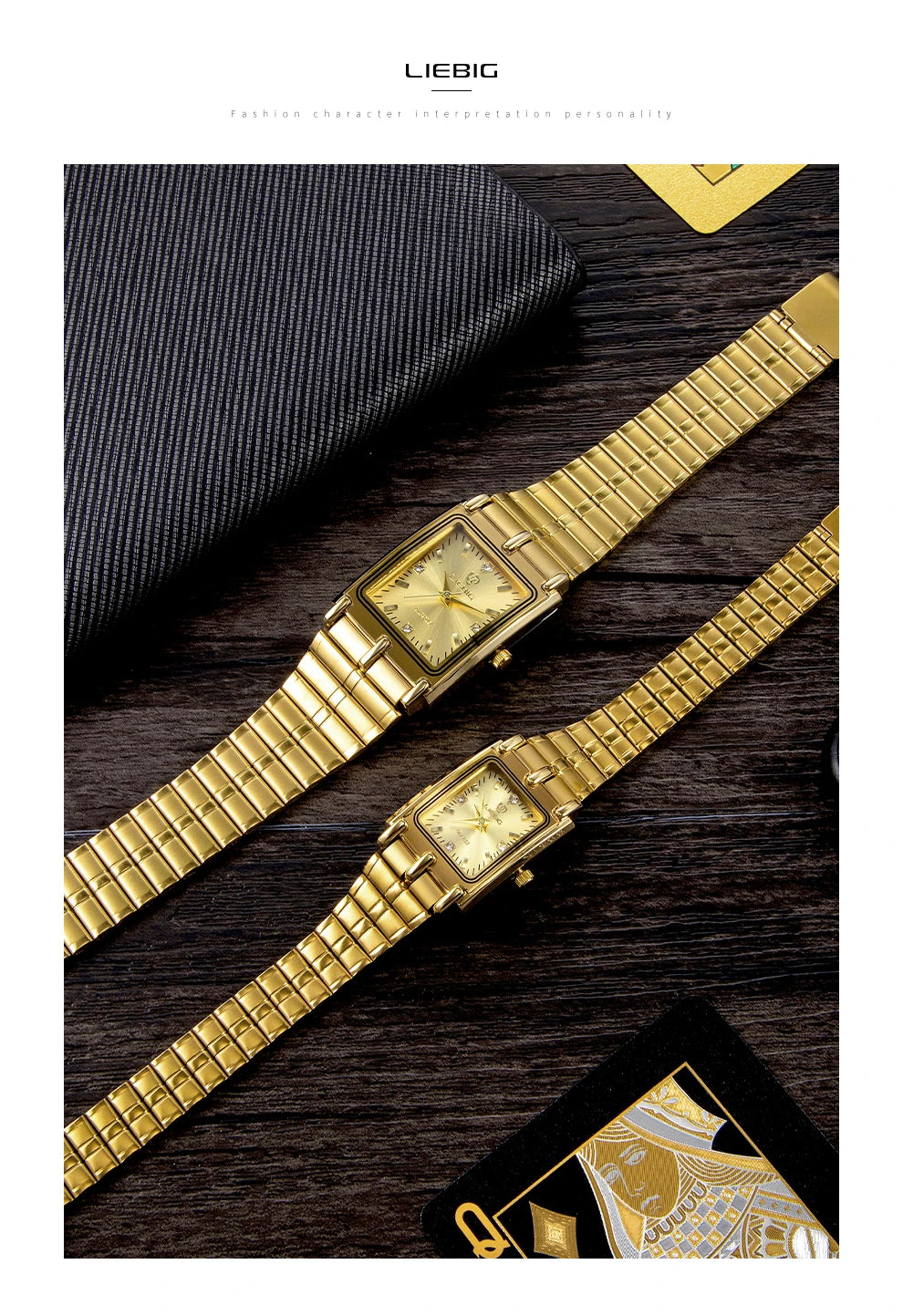 LIEBIG Luxury Gold Steel Bracelet Wristwatches Female Male Clock Golden Quartz Watch For Men Women Watches Relogio Masculino