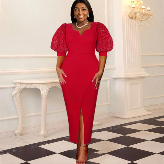 Elegant Red Evening Maxi Dress