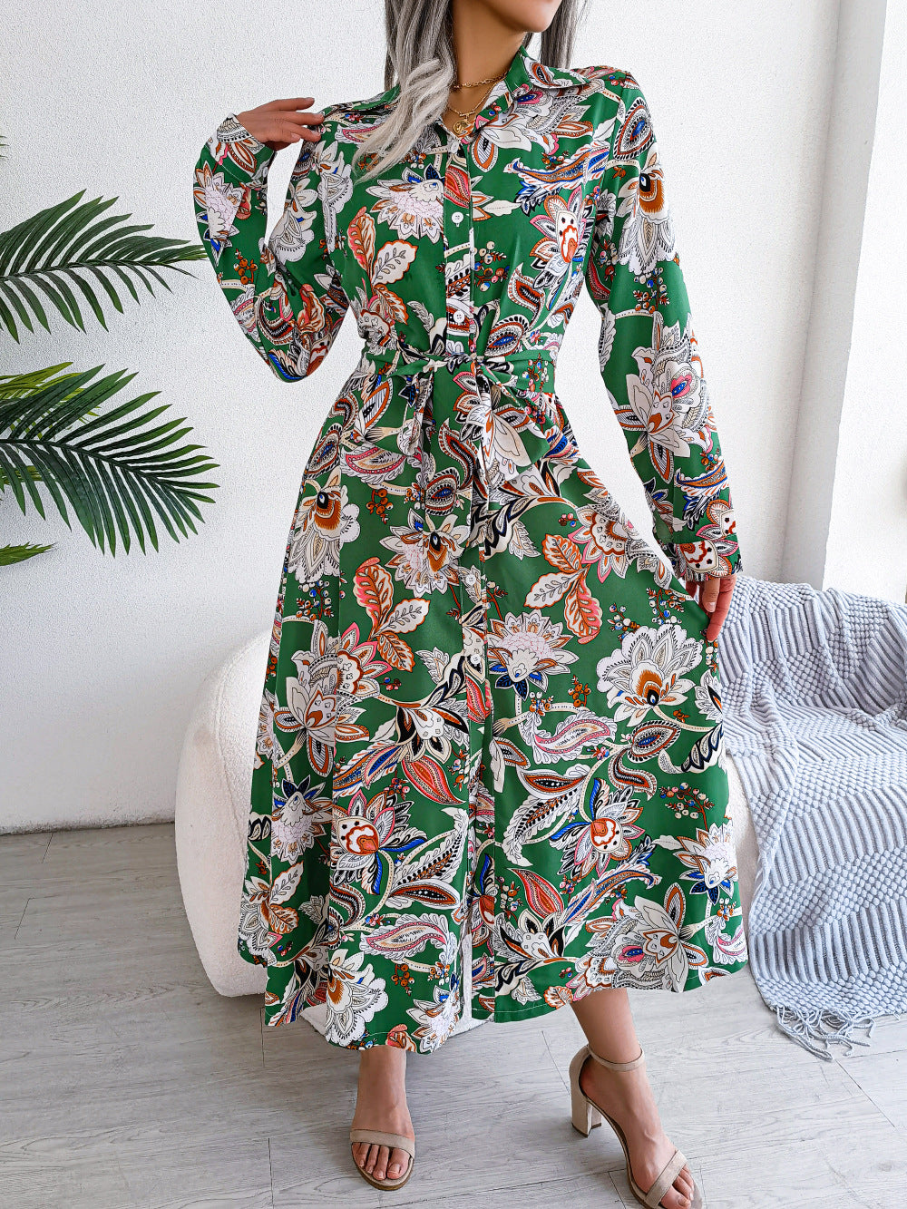 Elegant Floral Chiffon Maxi Dress – Women’s Summer Collection