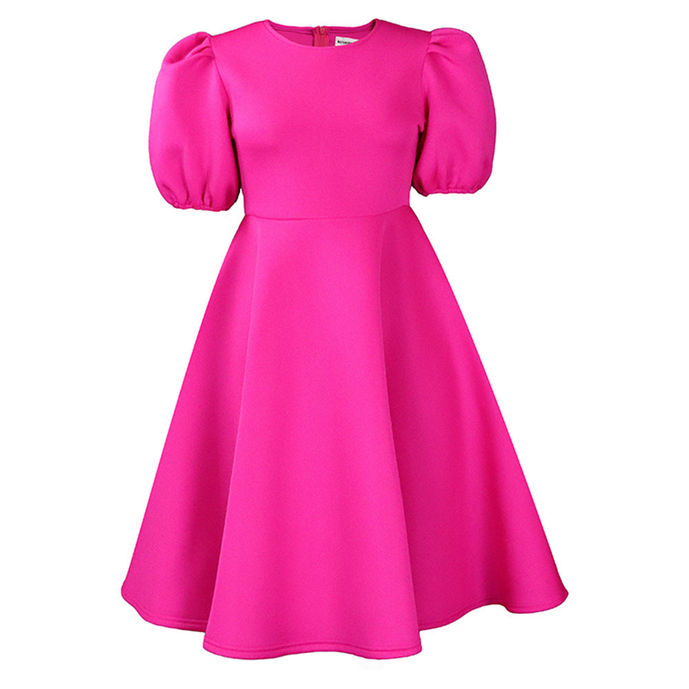 Elegant Bubble Sleeve Midi Dress