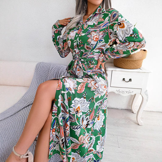 Elegant Floral Chiffon Maxi Dress – Women’s Summer Collection