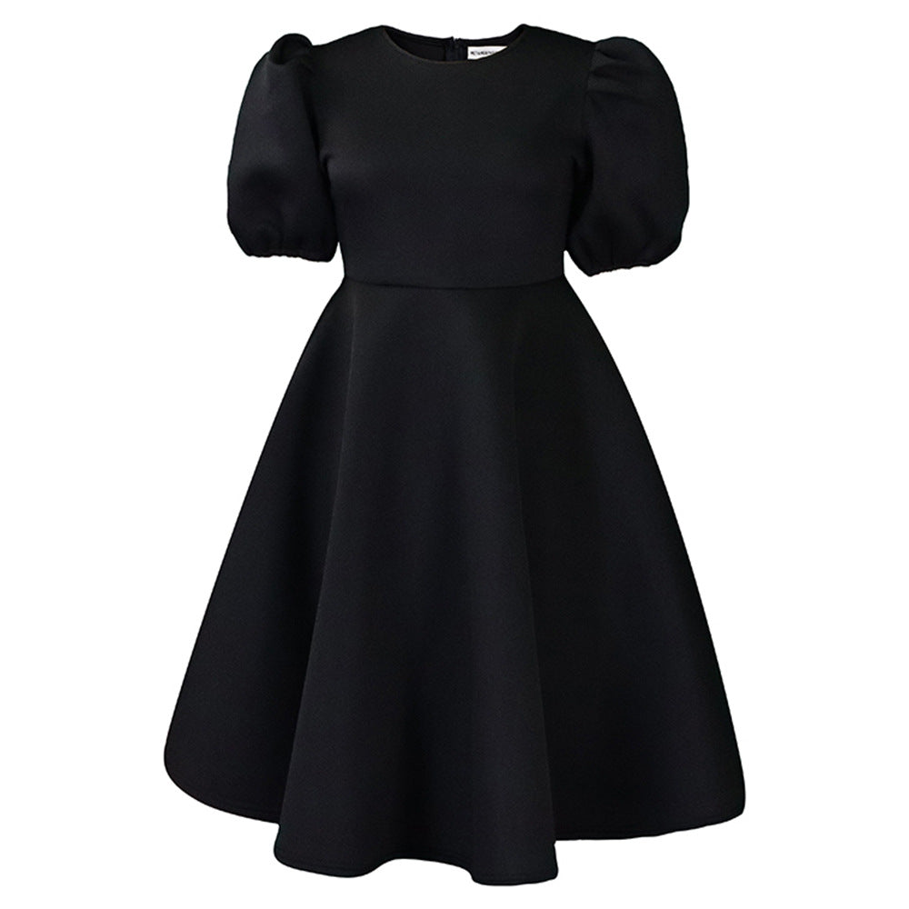 Elegant Bubble Sleeve Midi Dress