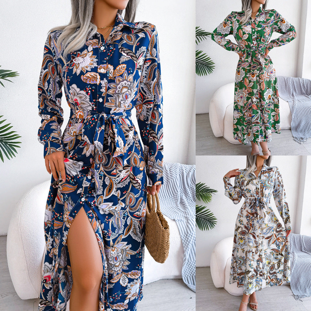 Elegant Floral Chiffon Maxi Dress – Women’s Summer Collection