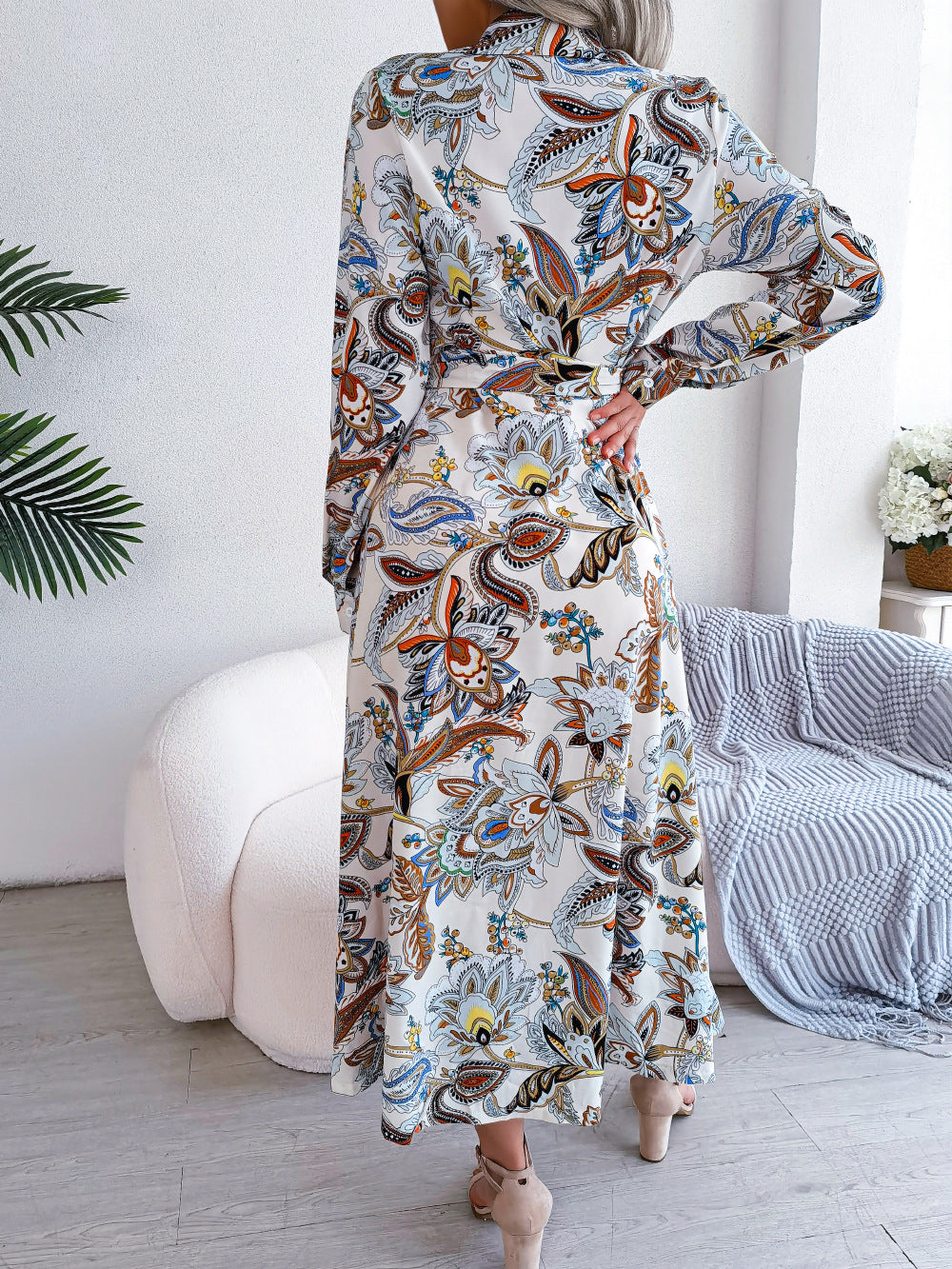 Elegant Floral Chiffon Maxi Dress – Women’s Summer Collection