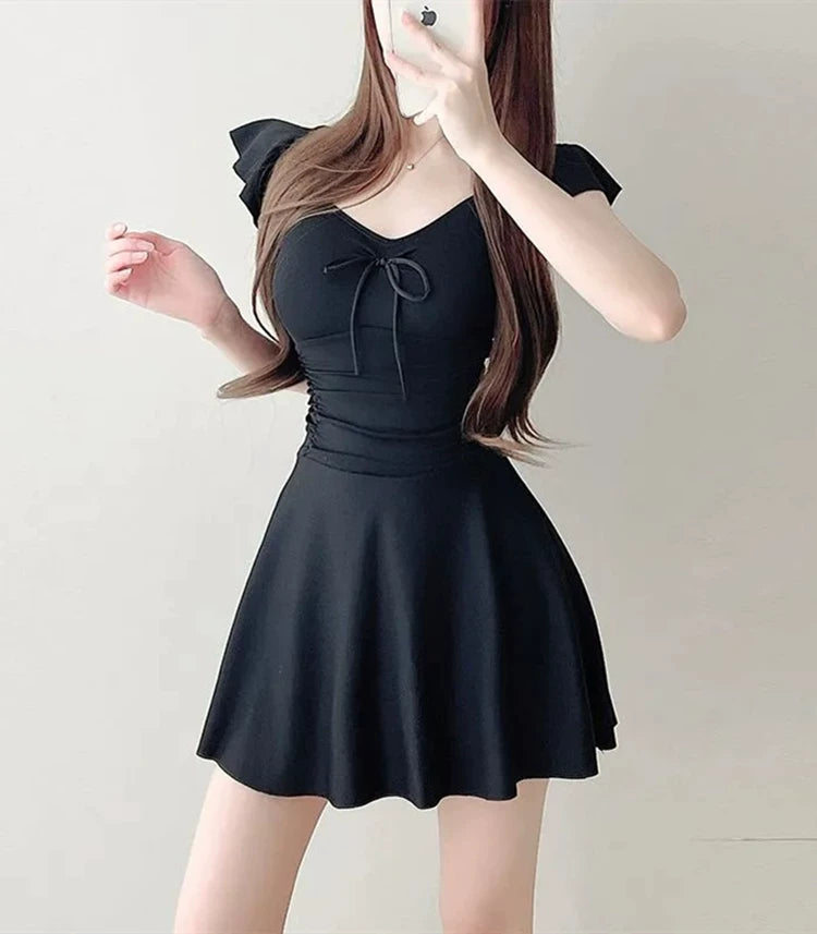 Elegant One-Piece Swim Dress for Women – Modest Tummy Control Swimsuit