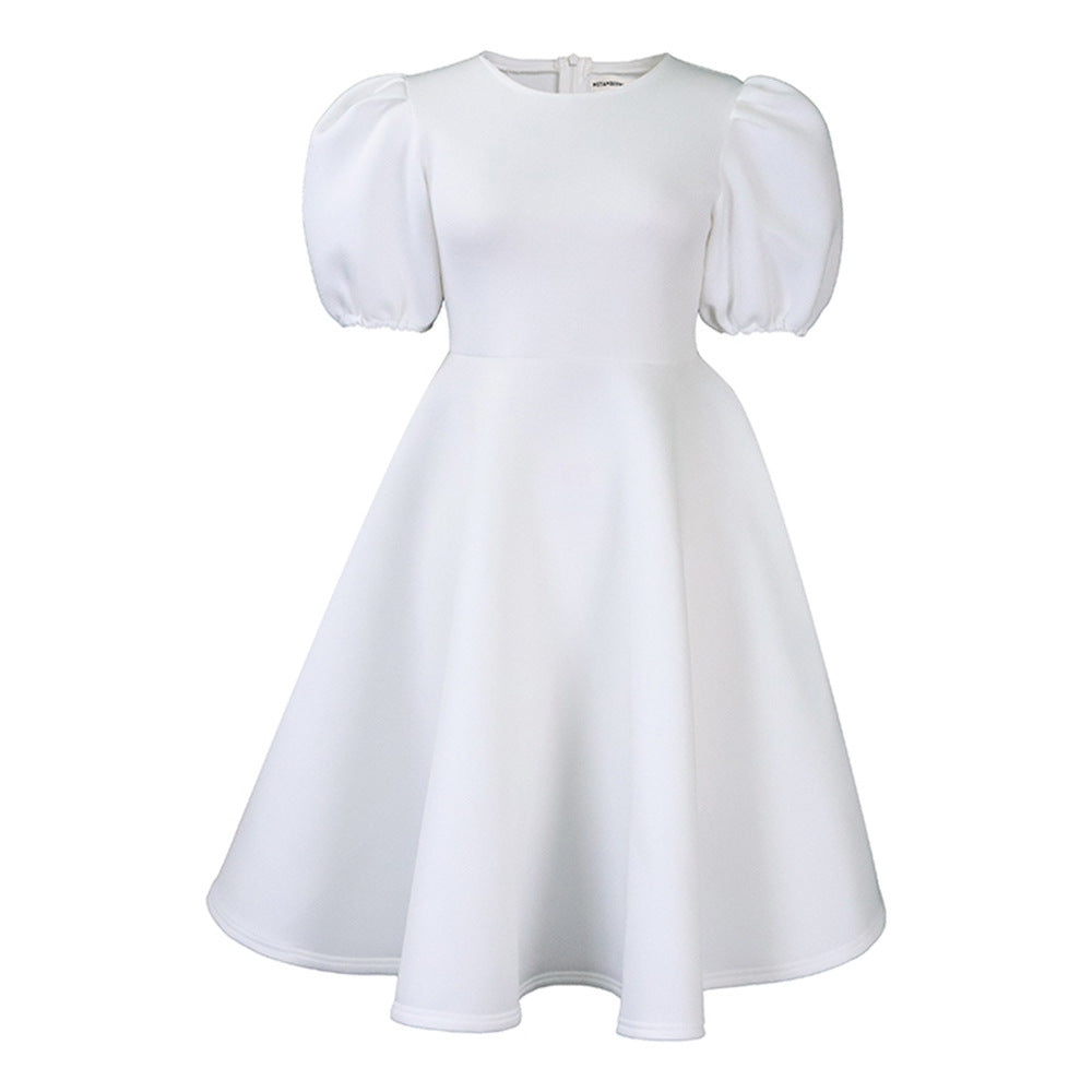 Elegant Bubble Sleeve Midi Dress