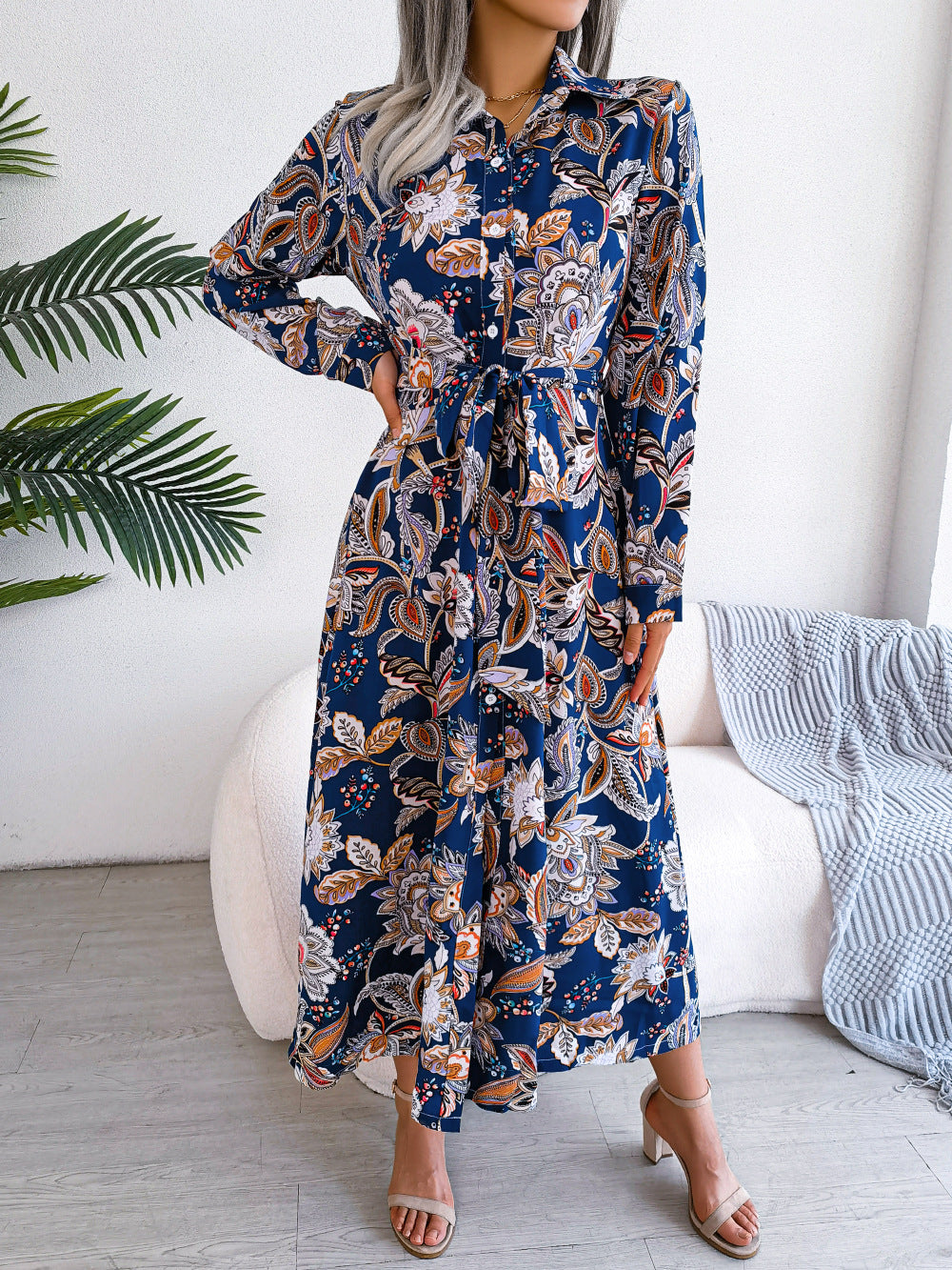 Elegant Floral Chiffon Maxi Dress – Women’s Summer Collection