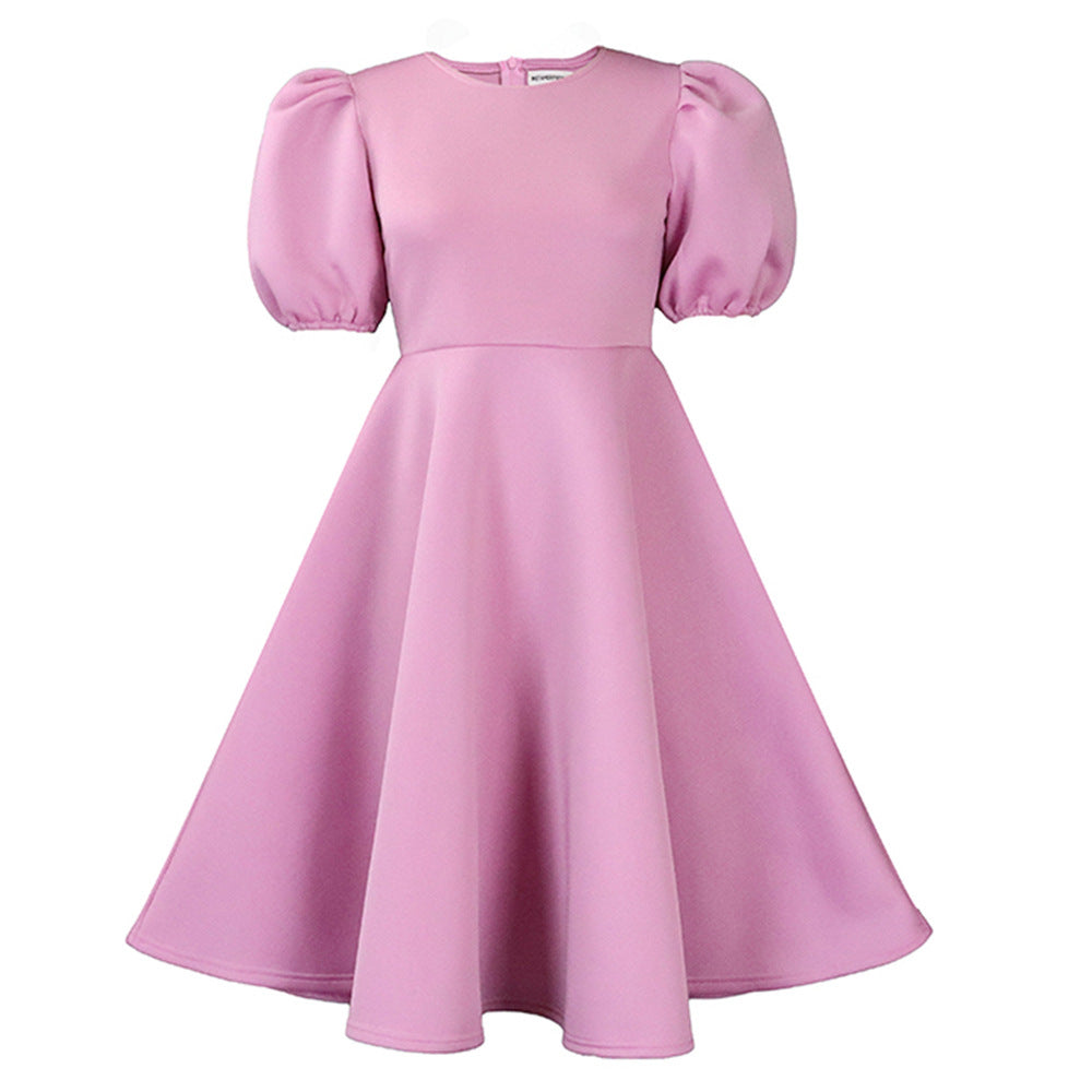Elegant Bubble Sleeve Midi Dress