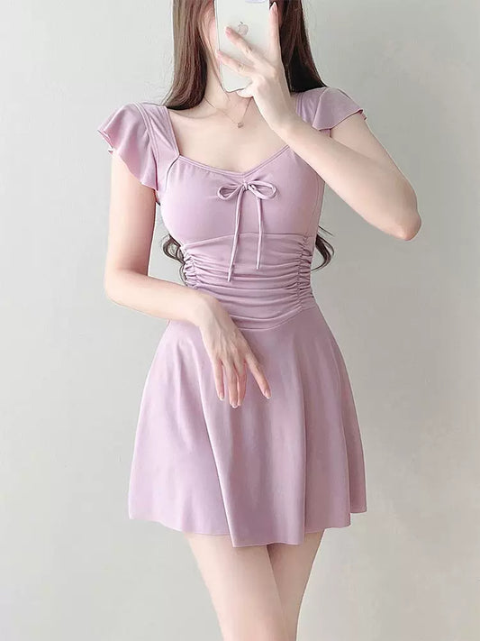 Elegant One-Piece Swim Dress for Women – Modest Tummy Control Swimsuit