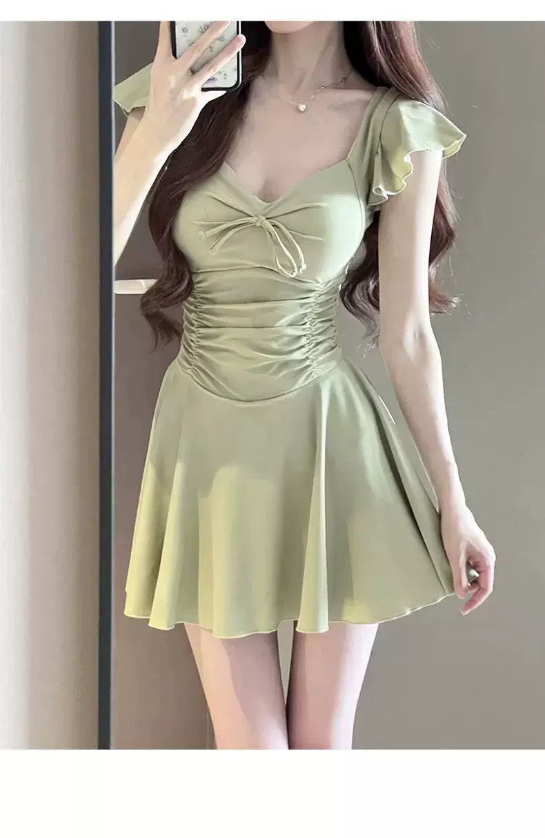 Elegant One-Piece Swim Dress for Women – Modest Tummy Control Swimsuit