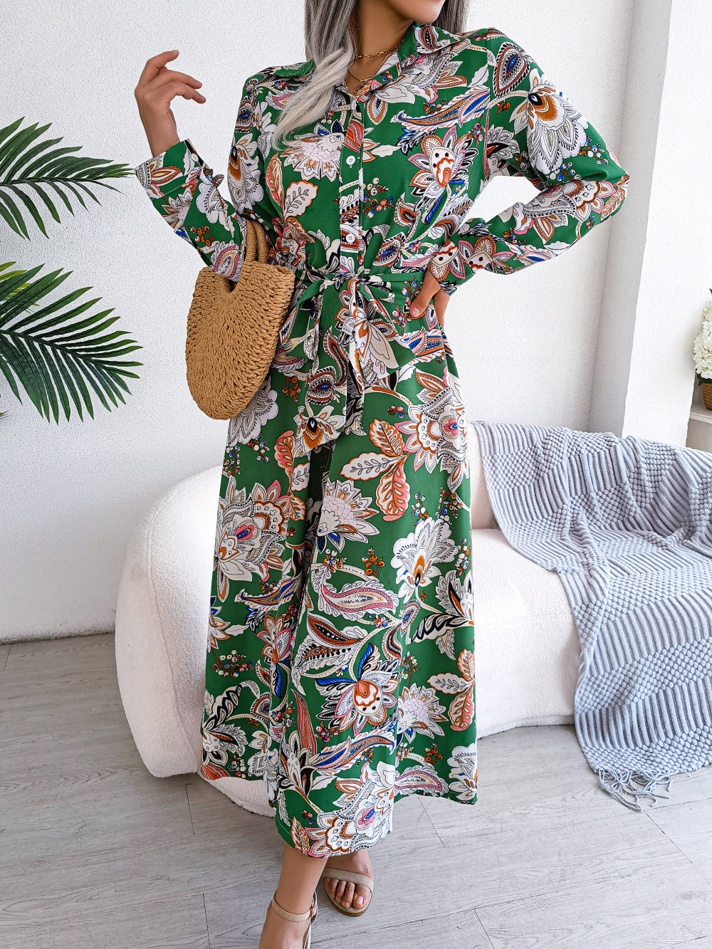 Elegant Floral Chiffon Maxi Dress – Women’s Summer Collection