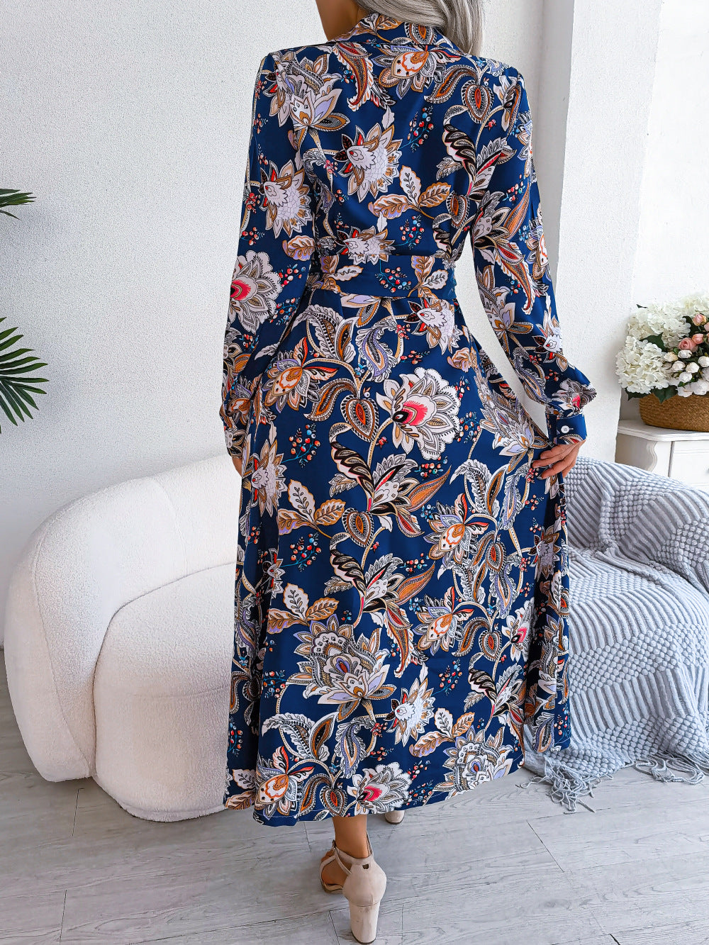 Elegant Floral Chiffon Maxi Dress – Women’s Summer Collection
