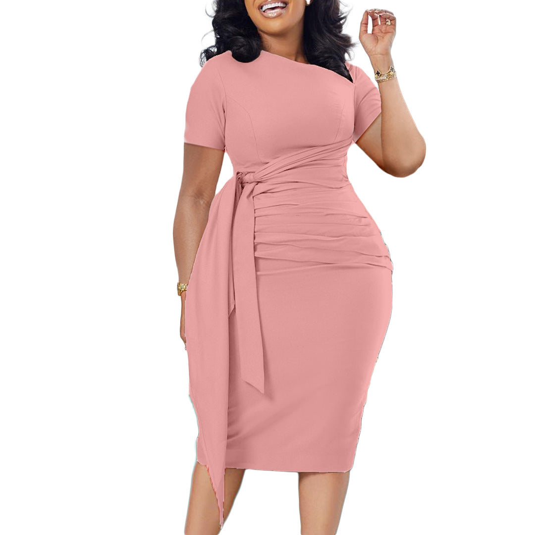 Elegant African Pleated Midi Dress – Summer Chic | Gisy Fashion House