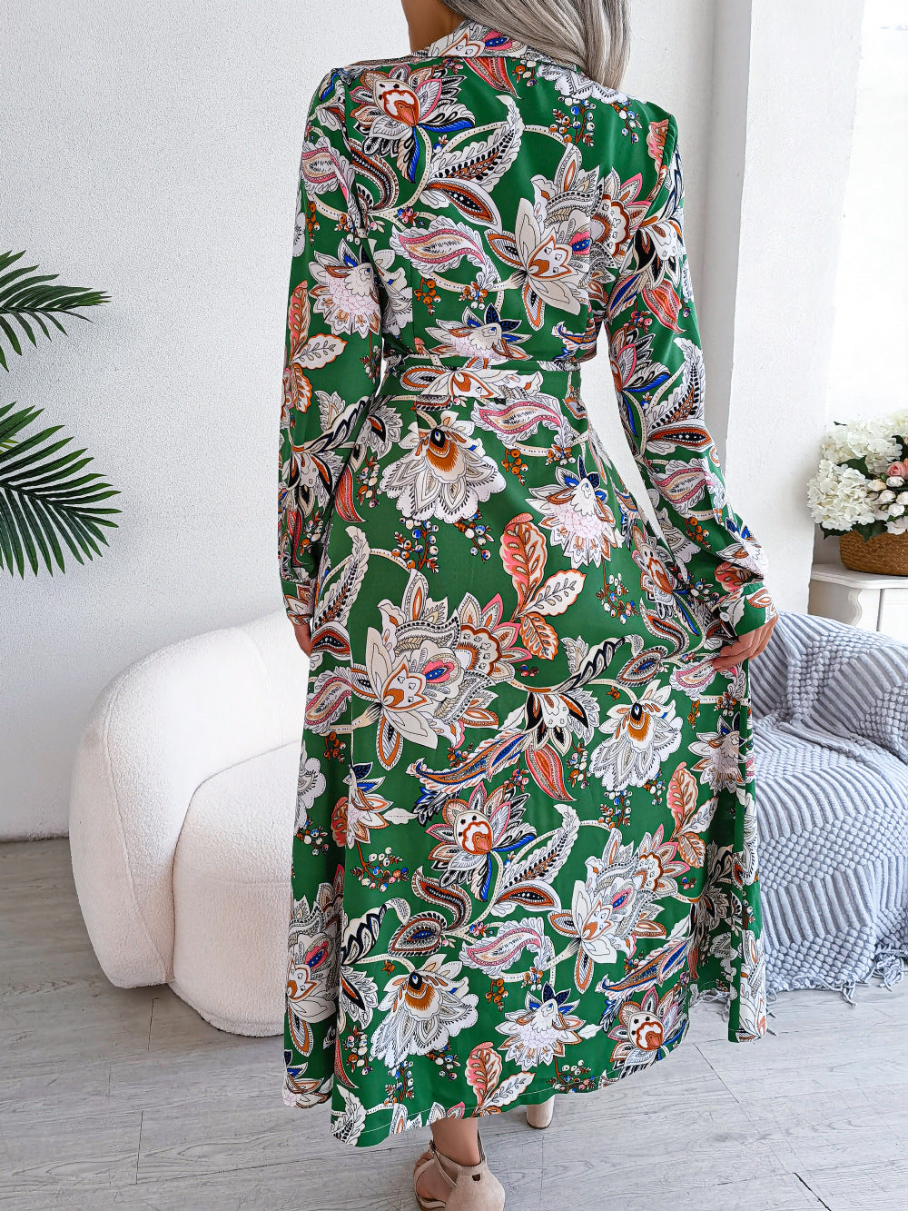 Elegant Floral Chiffon Maxi Dress – Women’s Summer Collection