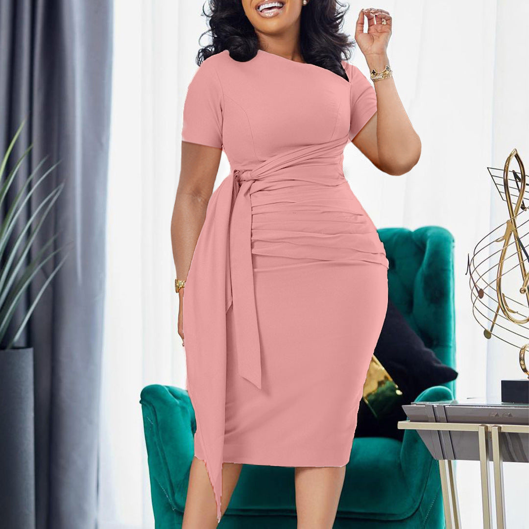 Elegant African Pleated Midi Dress – Summer Chic | Gisy Fashion House