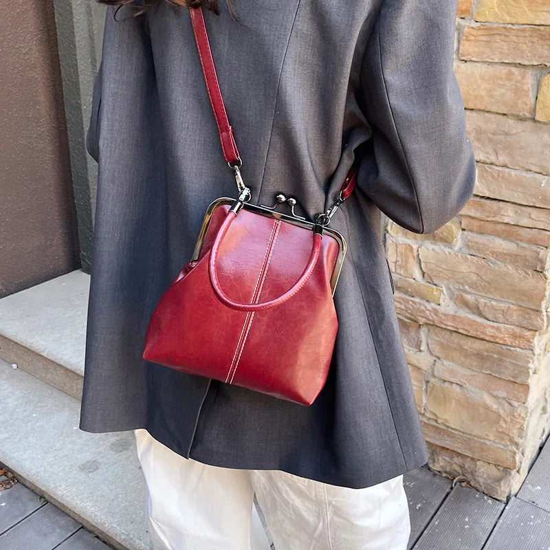 Vintage Style Women Handbag Brown Versatile Designer Shoulder Bag PU Leather Ladys Shell Purses Crossbody Bags