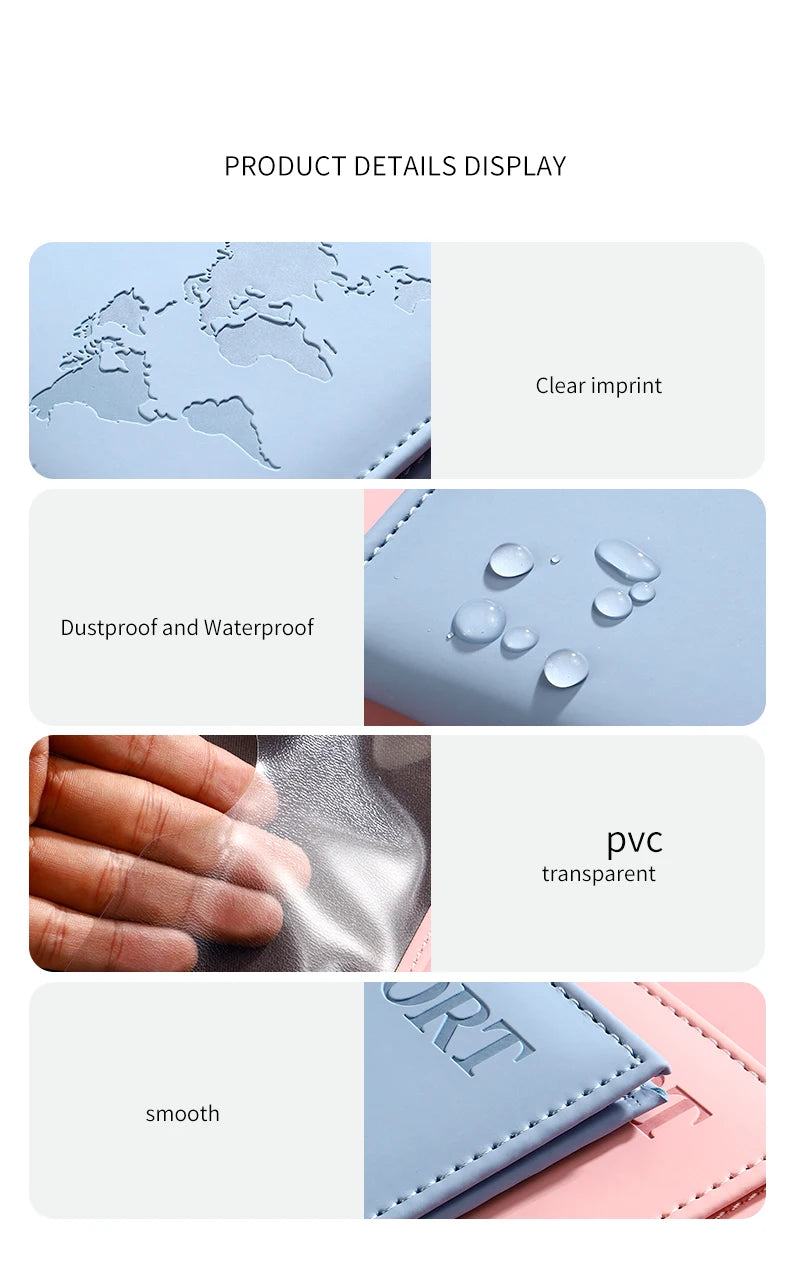 Stylish Travel Passport Cover, Multi-Card Slot for Tickets & Bank Cards, Lightweight Scratch-Resistant PU Material