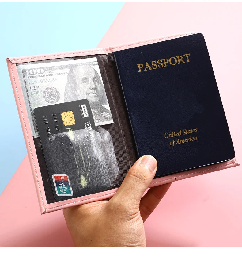 Stylish Travel Passport Cover, Multi-Card Slot for Tickets & Bank Cards, Lightweight Scratch-Resistant PU Material