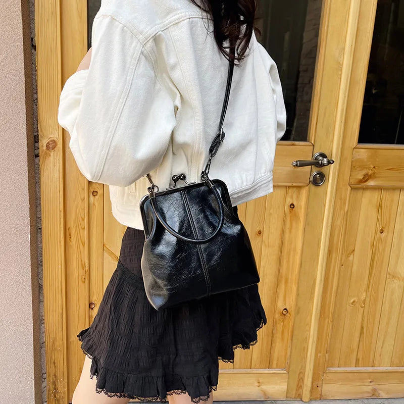 Vintage Style Women Handbag Brown Versatile Designer Shoulder Bag PU Leather Ladys Shell Purses Crossbody Bags