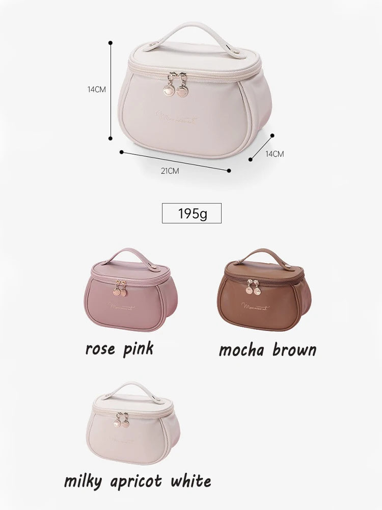 Women's Large-Capacity Portable High-End Waterproof Makeup Bag, Large Capacity PU Leather Wash Bag, Travel Cosmetics Storage Bag