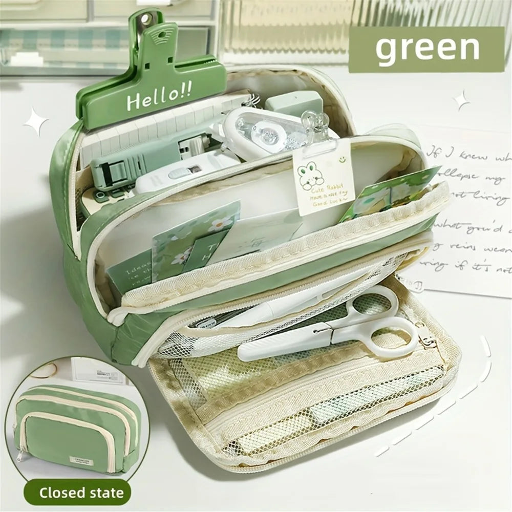 A Large-capacity Multi-layer Pencil Case, A Simple Multi-purpose Student Stationery Box And Makeup Storage Bag