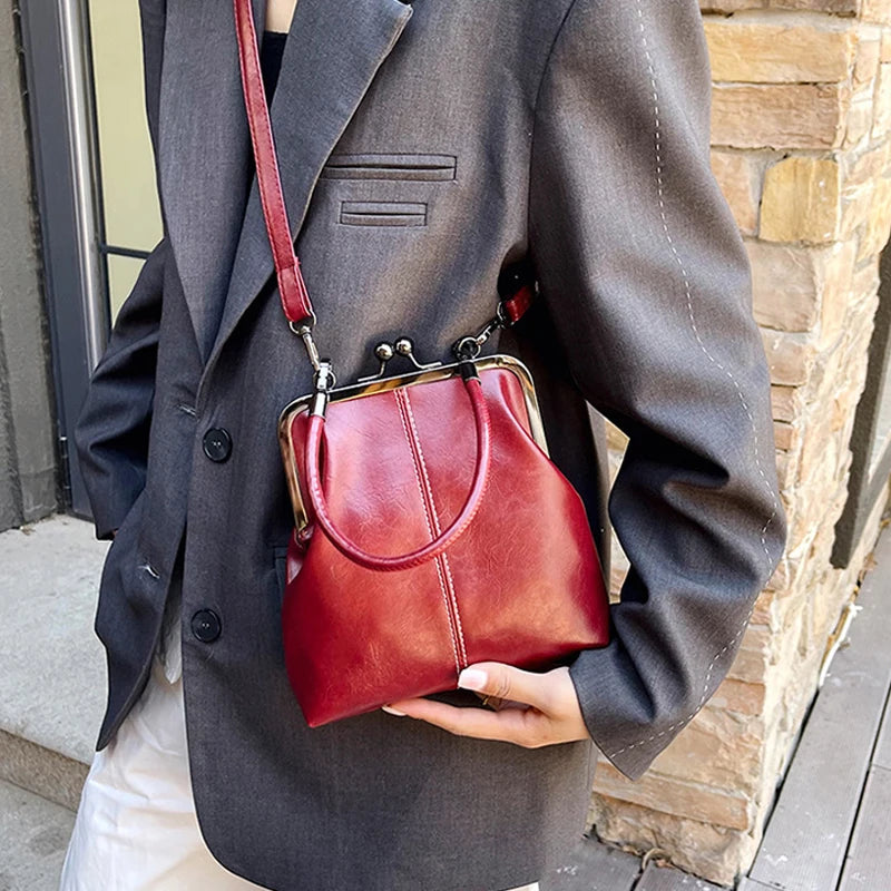 Vintage Style Women Handbag Brown Versatile Designer Shoulder Bag PU Leather Ladys Shell Purses Crossbody Bags
