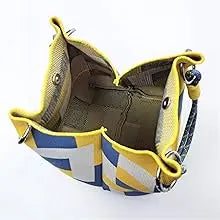 Mini Knitted Bucket Bag Women Small Handbag Geometric Colorblock Wristlet Purse With Detachable Handle