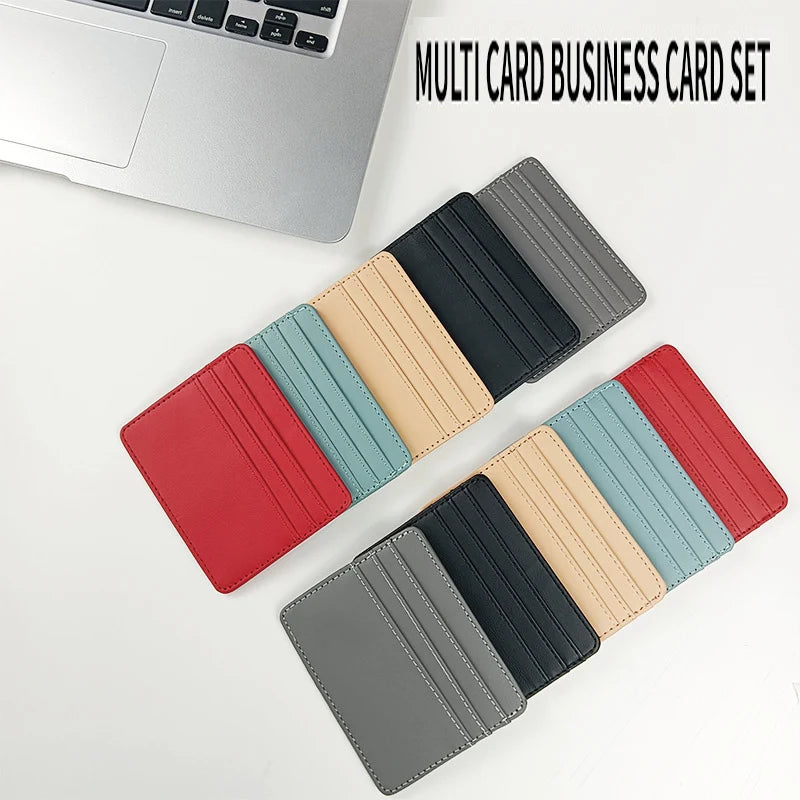 PU Leather ID Card Case - Slim Multi-Slot Holder for Bank/Credit Cards