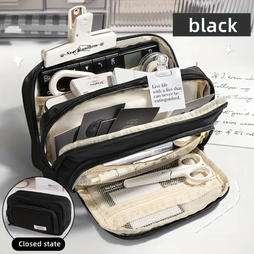A Large-capacity Multi-layer Pencil Case, A Simple Multi-purpose Student Stationery Box And Makeup Storage Bag