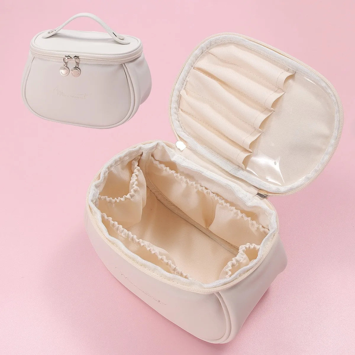 Women's Large-Capacity Portable High-End Waterproof Makeup Bag, Large Capacity PU Leather Wash Bag, Travel Cosmetics Storage Bag