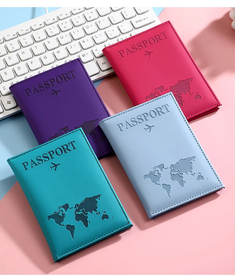 Stylish Travel Passport Cover, Multi-Card Slot for Tickets & Bank Cards, Lightweight Scratch-Resistant PU Material
