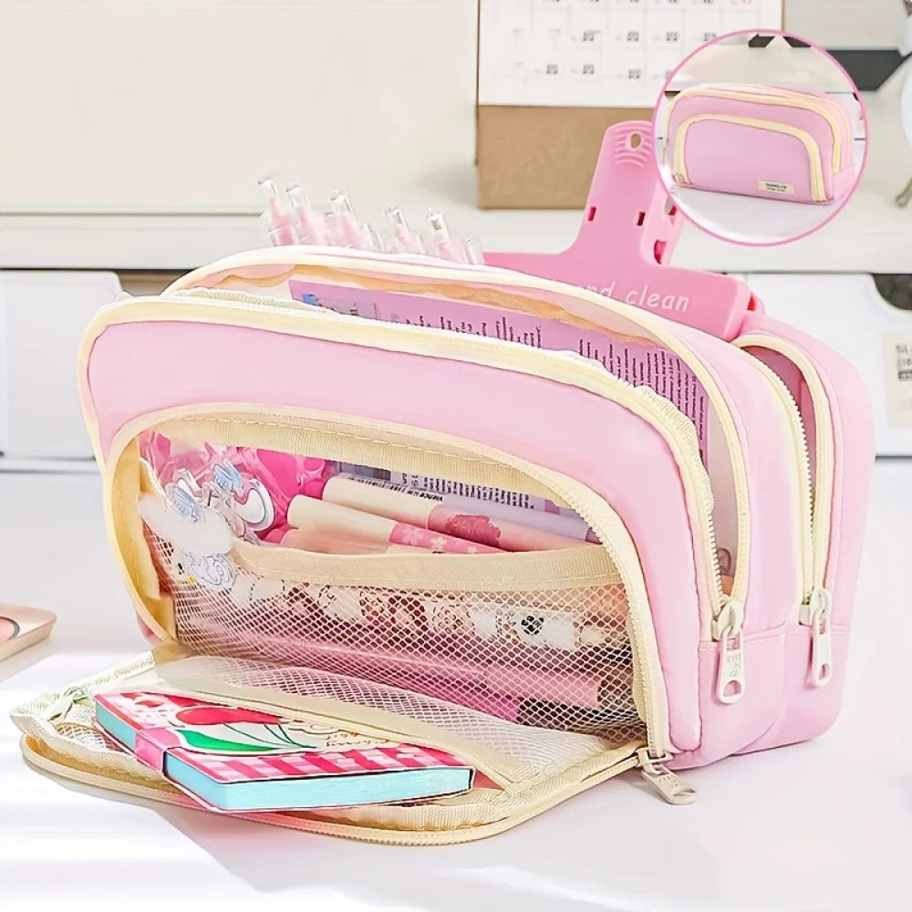 A Large-capacity Multi-layer Pencil Case, A Simple Multi-purpose Student Stationery Box And Makeup Storage Bag
