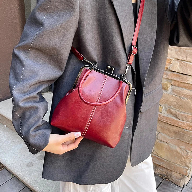 Vintage Style Women Handbag Brown Versatile Designer Shoulder Bag PU Leather Ladys Shell Purses Crossbody Bags