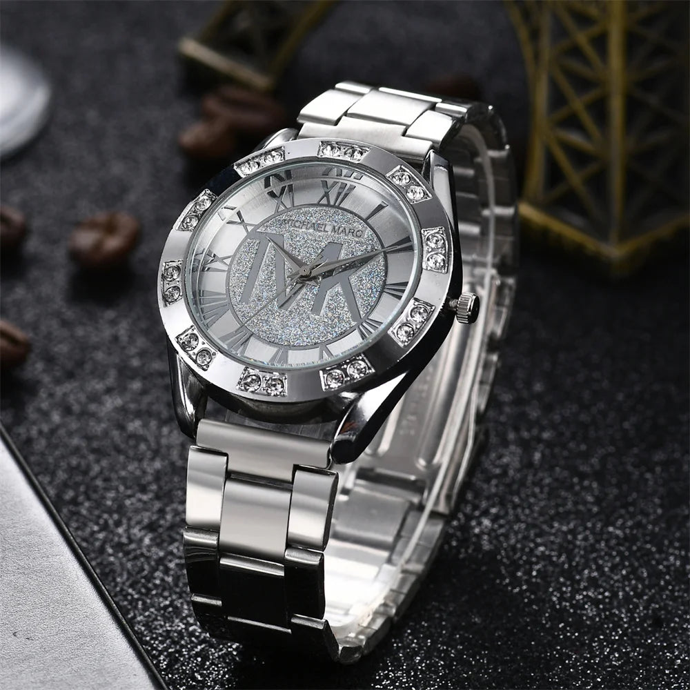 Luxury Women's Watch Fashion 2025 Diamonds TVK Quartz Watch Business Stainless Steel Gold Ladies Clock Gift Wristwatch