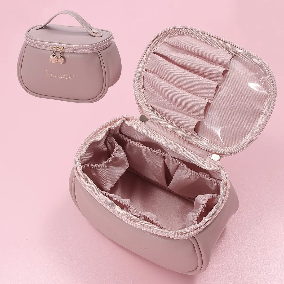 Women's Large-Capacity Portable High-End Waterproof Makeup Bag, Large Capacity PU Leather Wash Bag, Travel Cosmetics Storage Bag
