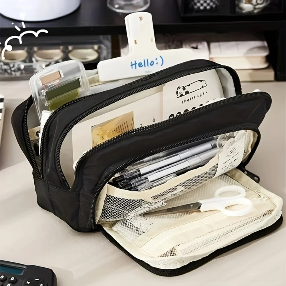 A Large-capacity Multi-layer Pencil Case, A Simple Multi-purpose Student Stationery Box And Makeup Storage Bag