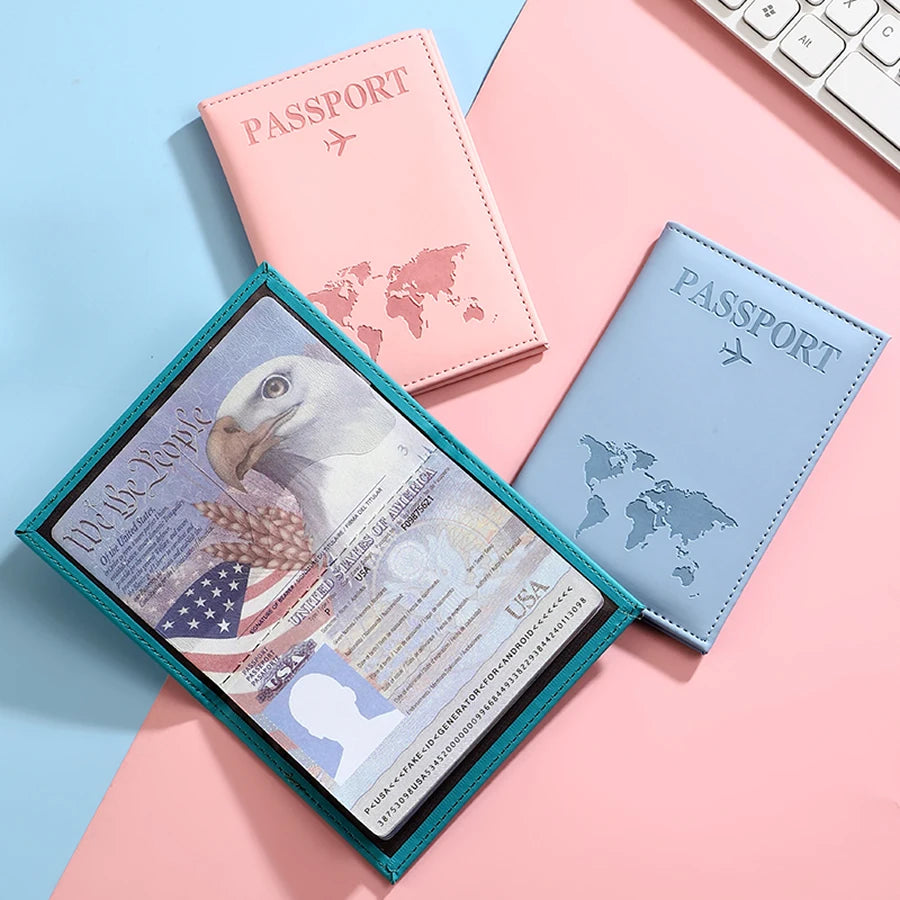 Stylish Travel Passport Cover, Multi-Card Slot for Tickets & Bank Cards, Lightweight Scratch-Resistant PU Material