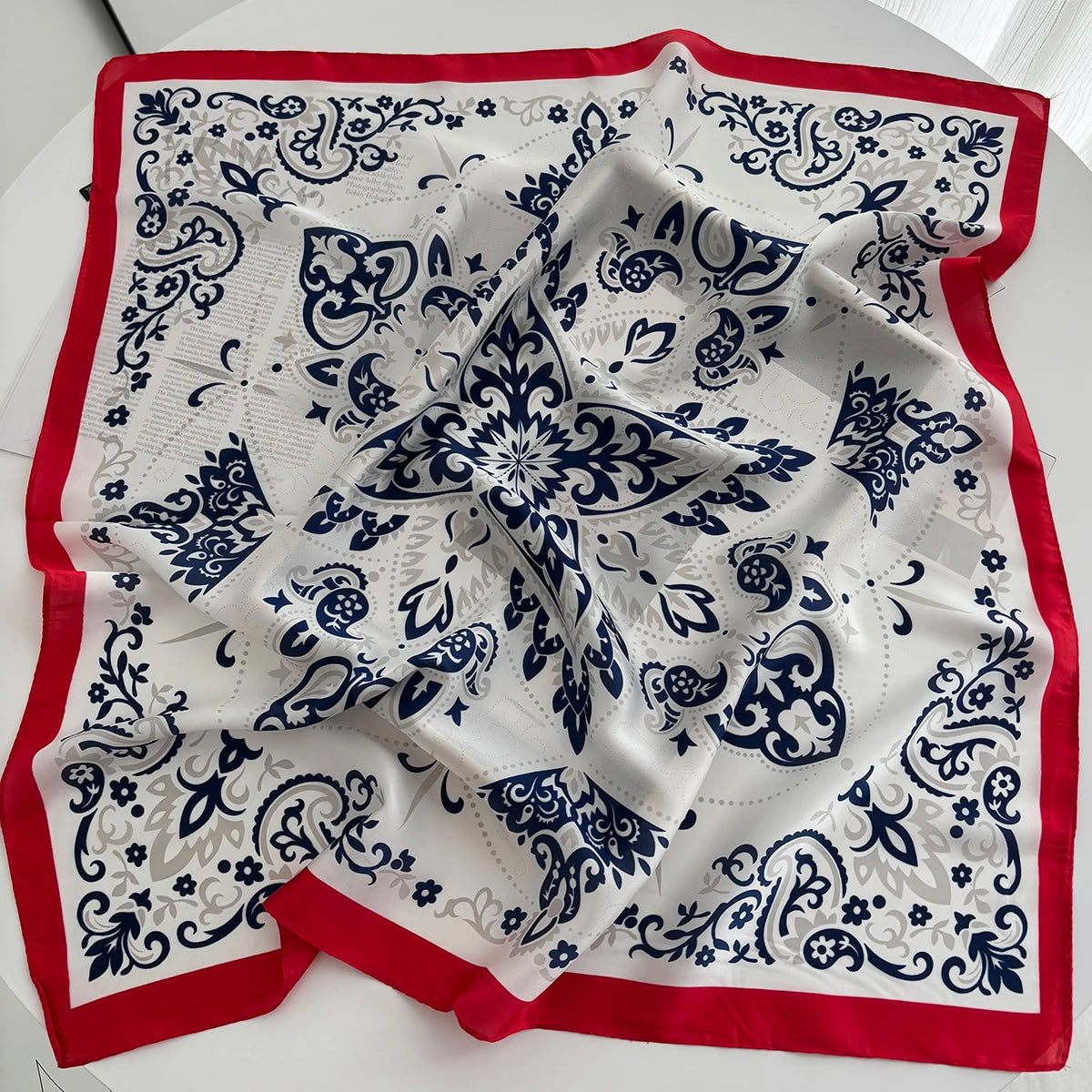 Luxury Printed Satin Square Scarf for Women
