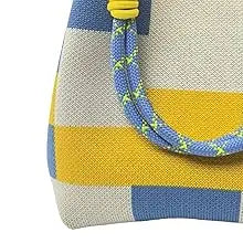 Mini Knitted Bucket Bag Women Small Handbag Geometric Colorblock Wristlet Purse With Detachable Handle