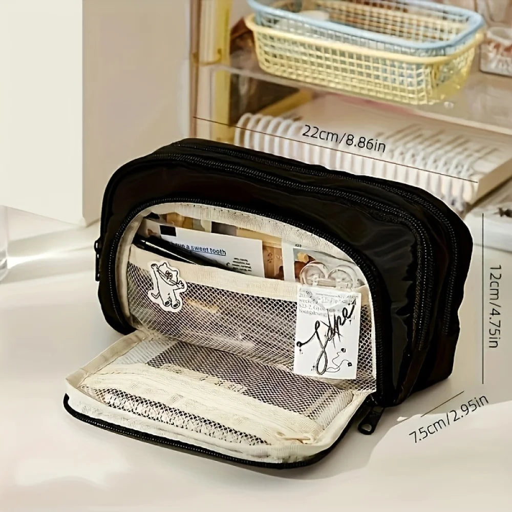 A Large-capacity Multi-layer Pencil Case, A Simple Multi-purpose Student Stationery Box And Makeup Storage Bag