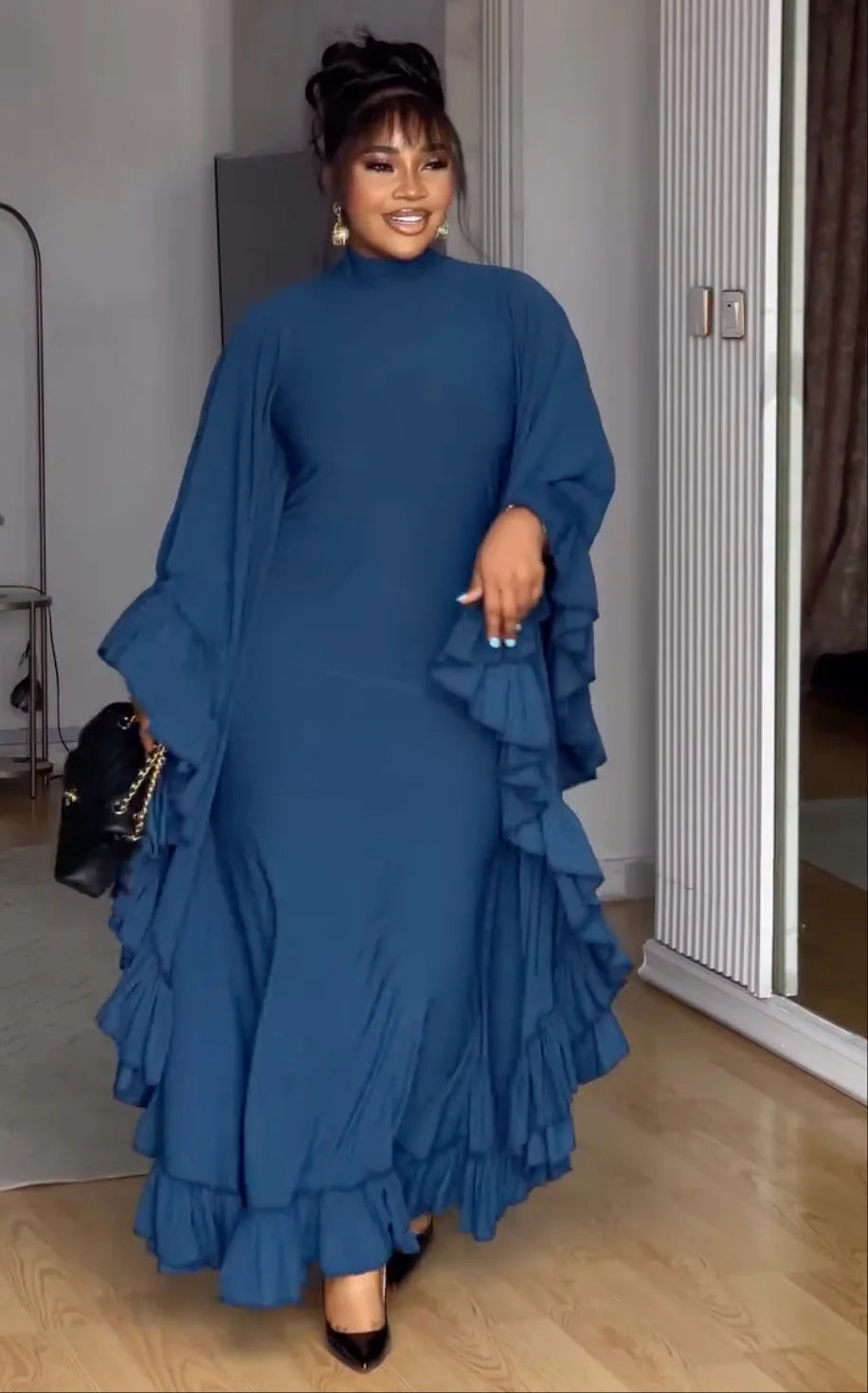 Luxury African Boubou Abaya Dress – Elegant Muslim Maxi Dress for Women